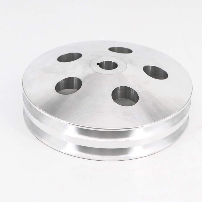 KIPA Aluminium Double groove Power Steering Pump Pulley For Chevy SBC BBC With key-way power steering units through 1984 with a 5/8" Shaft Satin Aluminium Finish Durable 2-Groove 8848-1 - Image 2
